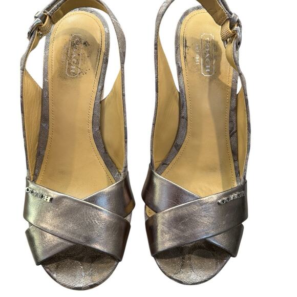 Coach Platform Wedges in Silver Size 8 - Picture 2 of 9